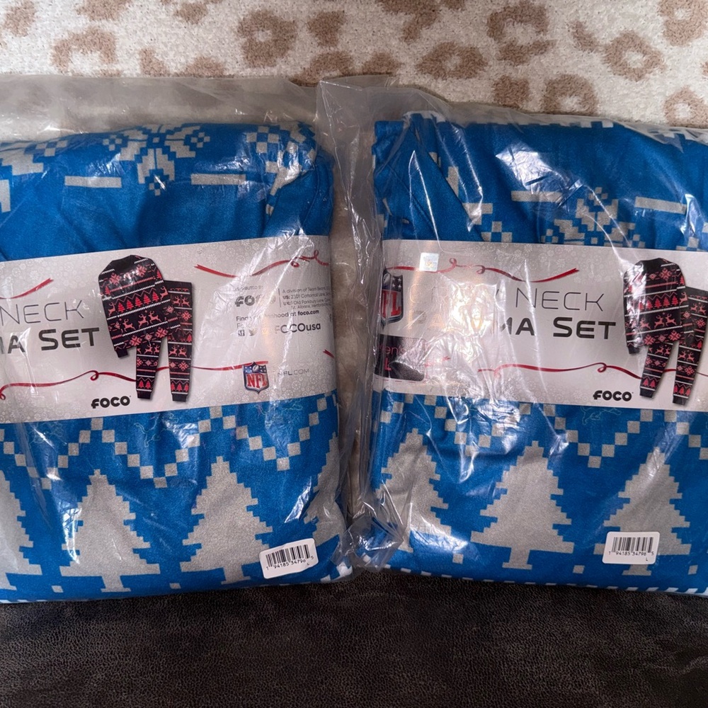 Foco Crew Neck Ugly Pajama Set - Detroit Lions - Size Large